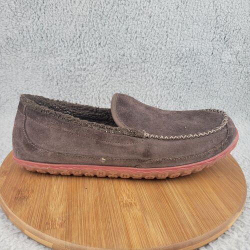 LL Bean Men's Brown Suede Slip On Fleece Lined Mountain Slippers Scuffs Size 12 - Picture 1 of 11