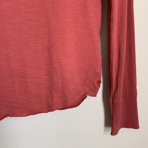Anthropologie Little Yellow Button Tee Size Medium Peach Cotton Long Sleeve Top - Picture 5 of 11