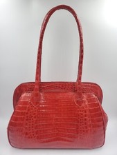 Francesco Santoro Beverly Hills Red Handbag Genuine Alligator Leather Skin Purse