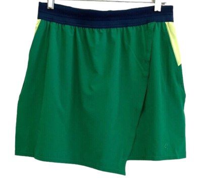 FOURLAPS Skort Womens M Active Athletic Wear Green Navy Colorblock Vented Tennis