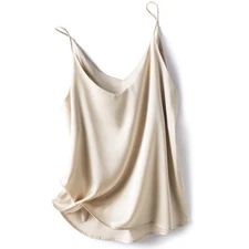 Women Satin Silk Camisole Tank Top Vest V Neck Strap Undershirt Casual Basic US