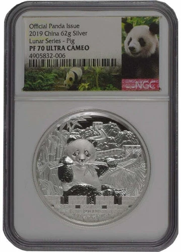 2019 China Lunar Panda Pig Silver Proof Shenyang Mint NGC 70