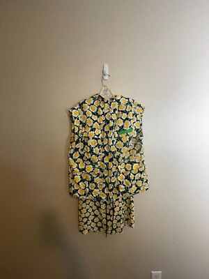 Diane Von Furstenberg 2 Piece Set Womens XS/16 Yellow Floral Full Zip Sleeveless