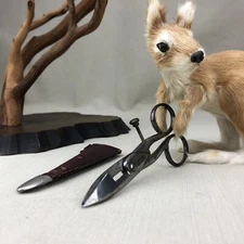 Adolphus Cutlery Vintage Buttonhole Scissors w/ Adjusting Screw & Leather Sheath