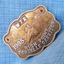 1985 WTR High Point Trophy Belt Buckle Barrel Racing Vtg Frontier Maynard.MDA016