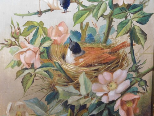 William Greensmith Listed Artist Original c19th C Oil on Canvas Birds in Season - Picture 6 of 17