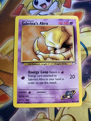 Sabrina's Abra 91/132 Common Unlimited Gym Heroes Pokémon Card NM