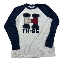 Tommy Hilfiger T Shirt Sz Large 12-14 Boys Blue Long Sleeve Stitched TH Logo