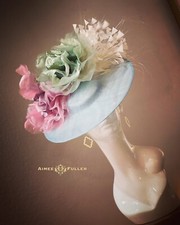 Kentucky Derby Hat Fascinator White Cream Royal Ascot Soft Blue Mauve Pink Green