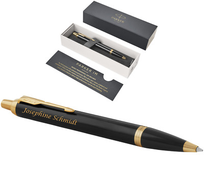 PARKER Kugelschreiber IM BLACK LACQUER G.C. Laser Gravur graviert 