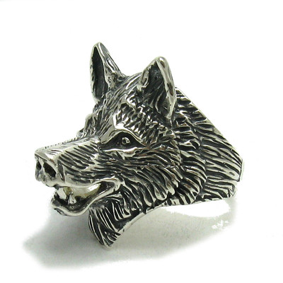 Genuine Sterling Silver Ring Wolf Solid Punched 925 Handmade