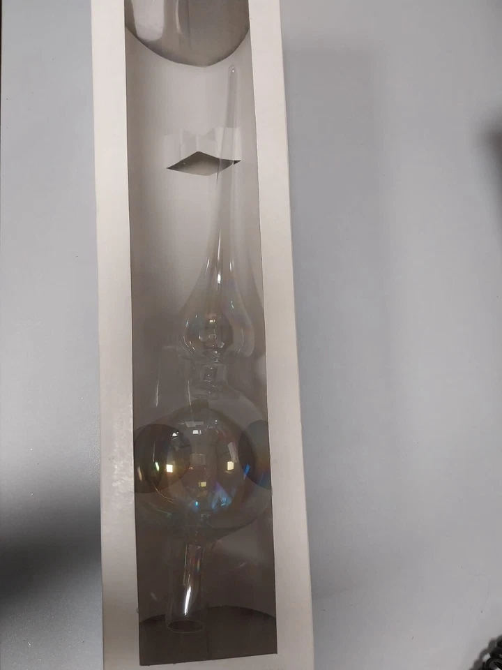 Puntale In Vetro soffiato Per Albero Natale Addobbi Vintage trasparente 17807 - Immagine 3 di 3