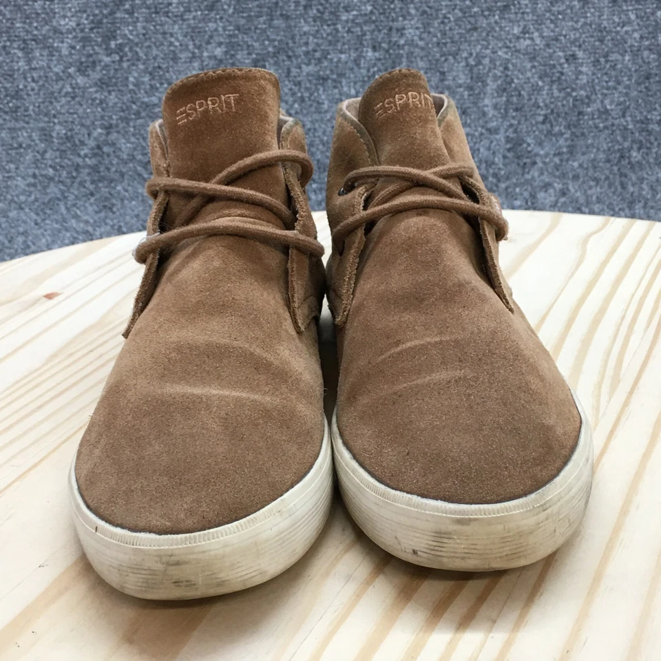 Esprit Boots Womens 38 Chukka Ankle Booties Beige Suede Almond Toe Lace Up - Image 4 of 4