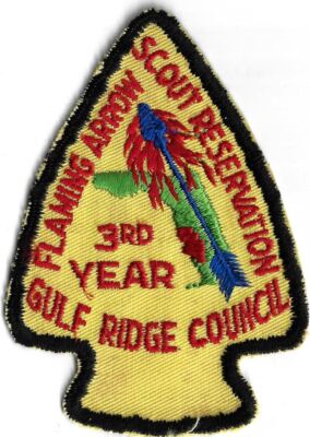 Gulf Ridge Council Flaming Arrow Scout Reservation 3rd Year BLK Bdr. [MX-10777]