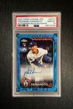 Yoshinobu Yamamoto: 2024 Topps Chrome Update, Blue Raywave Auto, 99/150 / #AC-YY