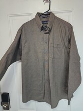 Arrow Company Wrinkle Free Oxford Shirt Men  s 16.5 34/35 Brown Button Down Long