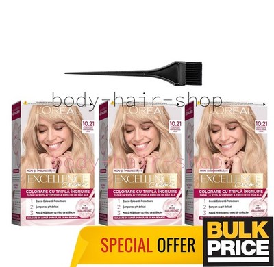 L'Oreal Excellence 10.21 Lightest Pearl Blonde Luminous Hair Color Cream 3er ...
