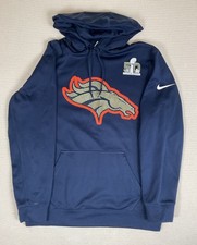 Nike Denver Broncos Sweatshirt Mens Medium Hoodie Drawstring Super Bowl 50 NFL
