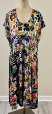 JOHNNY WAS Womens XL Chelsea Garden Floral V-Neck Tiered Midi Pullover Dress EXC