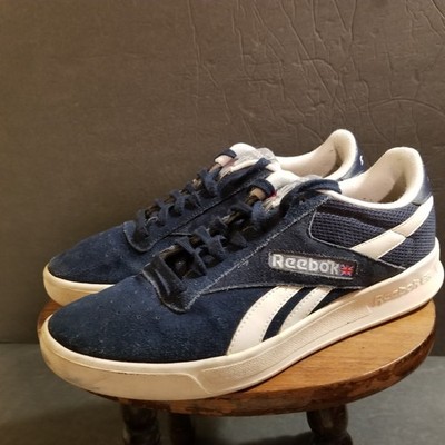 Vtg Reebok Classic Suede Navy Blue/White Low Top Sneakers Men's Sz 10 Union Jack