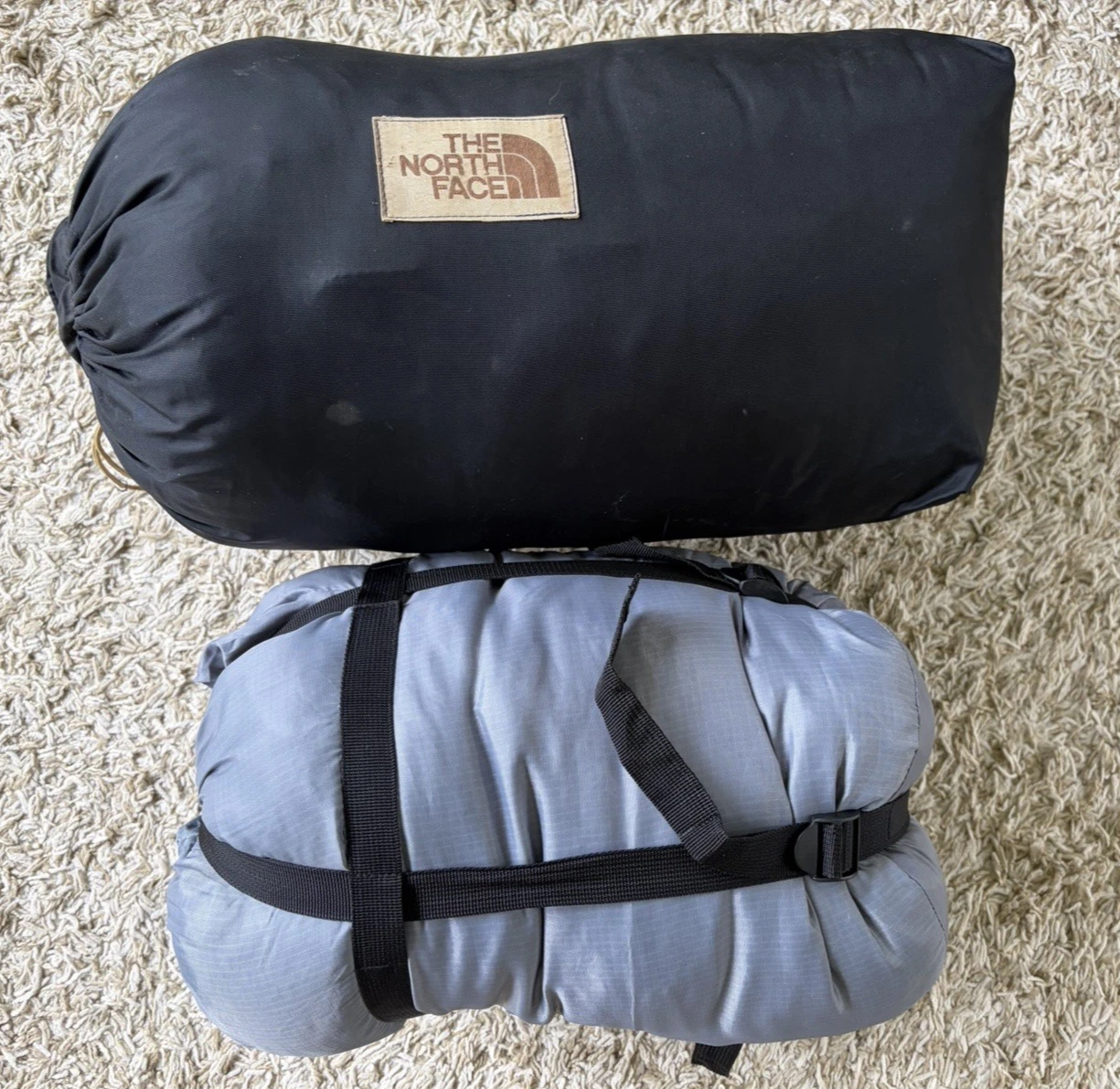 TWO SLEEPING BAGS - North Face Vintage Brown Label & MEC MUMMY