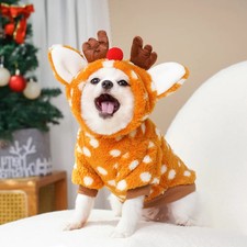 Pet Dog Cat Christmas Cat Clothes Elk Autumn and Winter Plush Medium Dog Fightin