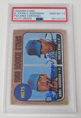 NOLAN RYAN & KOOSMAN Signed 1999 Topps Finest 1968 Rookie Card #1 PSA 10 Auto