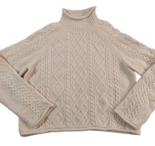 J. Crew Camel Cable Knit Roll-Neck Sweater Merino Wool/Alpaca Blend Cozy Sz Sm