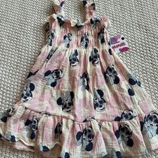 Minnie Mouse NEW Disney Pink Smocked Gauze Tiered Girls Toddler Sundress Size 3T
