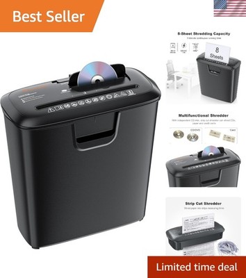 Multi-Functional Home Shredder: 8-Sheet Capacity for Paper, CDs and Credit Cards
