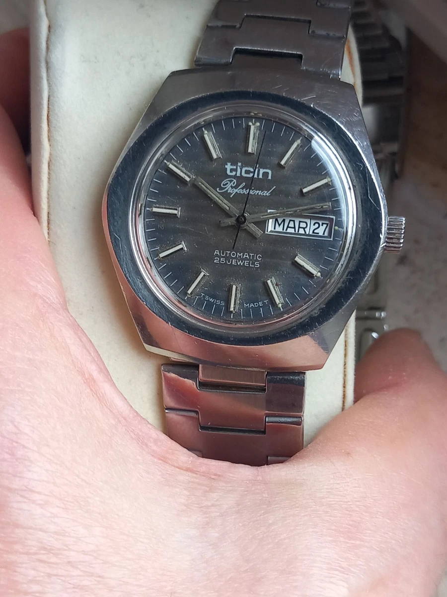 Montre Vintage Sofior Grey - Mouvement Automatique ETA 2789 - Années 70 - Neuf Avec étiquettes