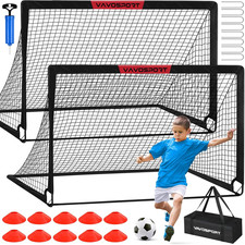 Soccer Goal, 2 of 6'X4' Kids Soccer Goals for Backyard Set, Portable Pop up Socc