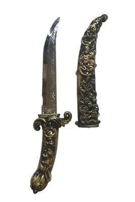 Goldener Dolch mit Scheide 39 cm Säbel Messer 1001 Nacht Orient Sultan Prinz