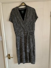 Anthropologie Maeve Grey Dress with Faux Wrap Front Medium Good Condition