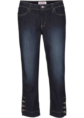 Slim Fit Jeans Mid Waist cropped Normal Gr. 36 Dunkelblau Damen Capri-Pants Neu