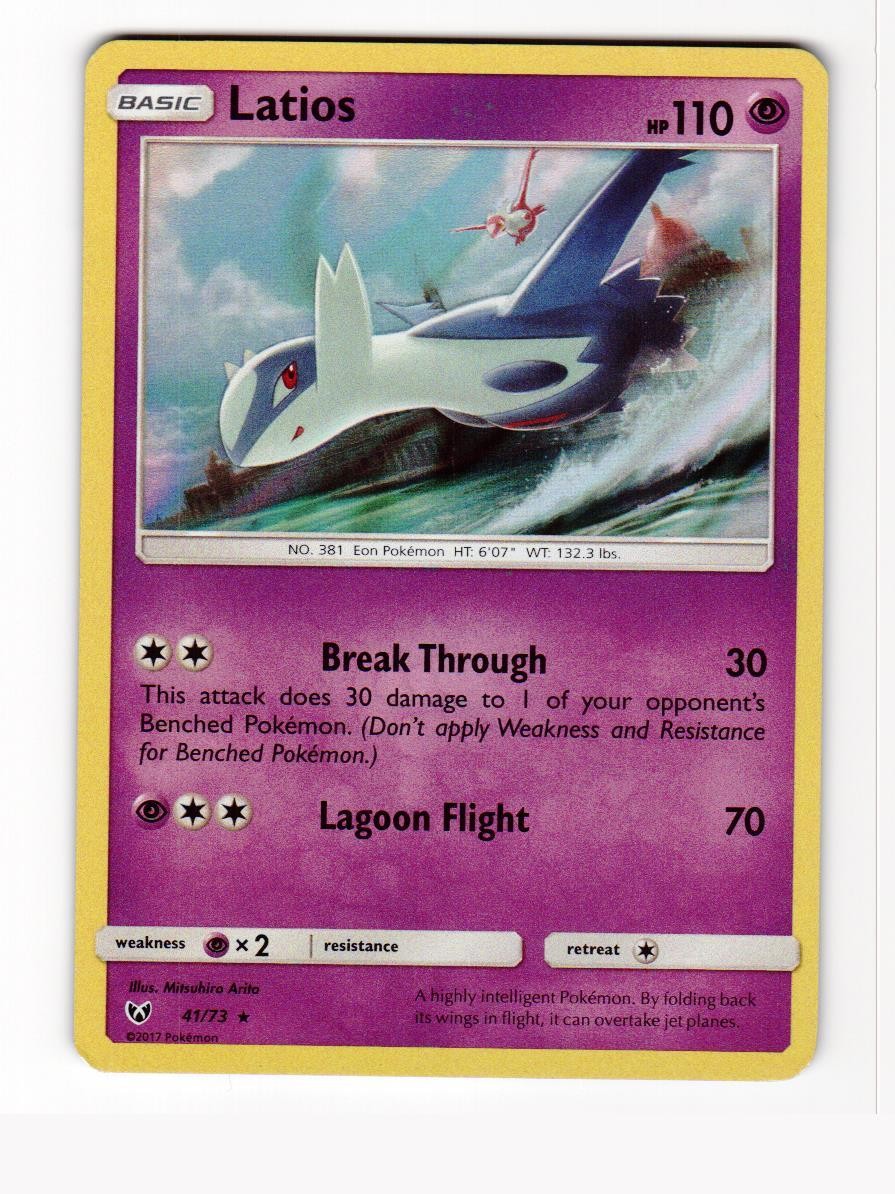 Latios 41/73 Holo Rare Shining Legends Pokemon Moderately Played