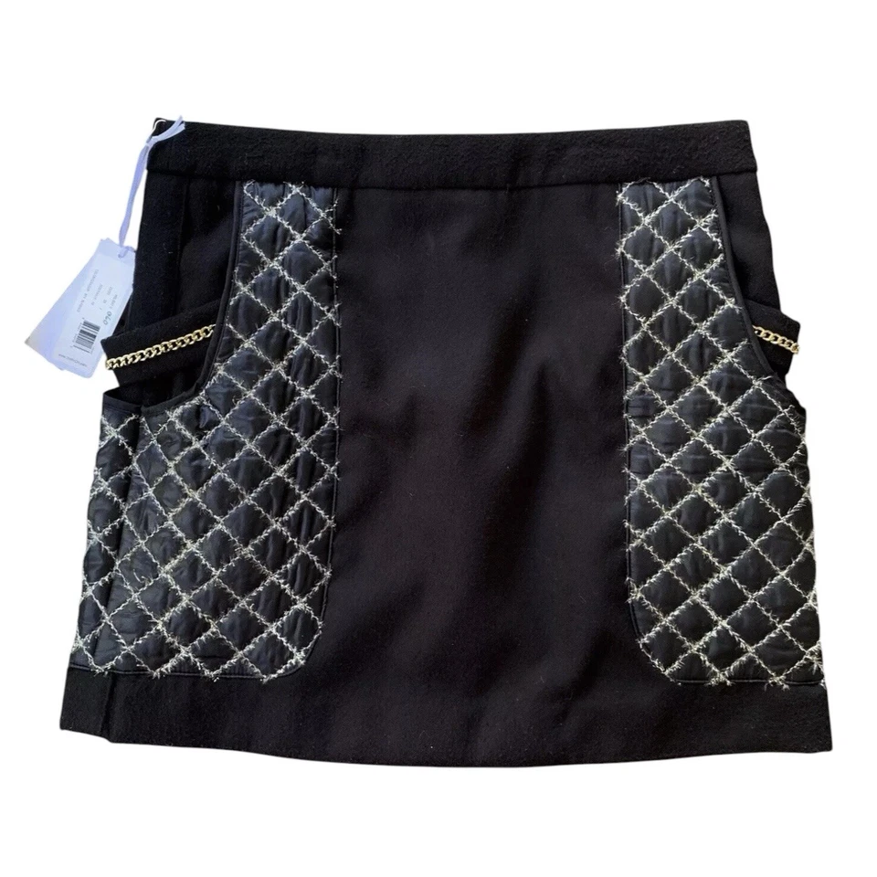 Nueva Minifalda 2B Rych Metálica Acolchada Cadena Cóctel Negra Dorada Talla 10 Foto 2 de 4