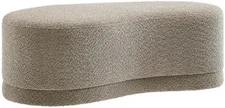 Nimbus 48 Inch Curved Ottoman Bench in Oat - Soft Fabric Chenille Ottoman - Vers