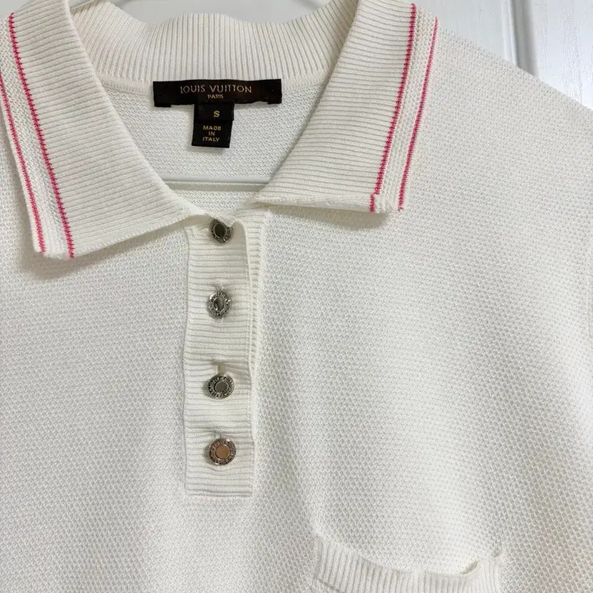 Authentic Louis Vuitton Women's White Knit Polo T-Shirt, Size S thumbnail 6