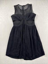 Canal Size 6 Cutout Netting Mesh Round Neck Dress Black Sleeveless Lined