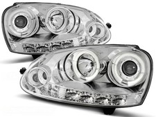 Fari A LED Angel Eyes Per VW Golf 5 03-09 Cromo