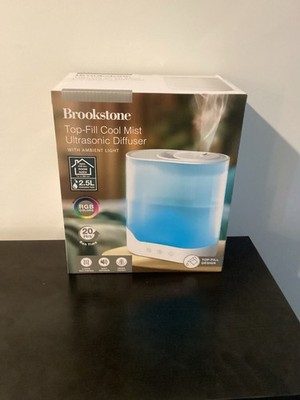 Brookstone Top Fill Cool Mist Ultrasonic Ambient Light Quiet 2.5L Diffuser