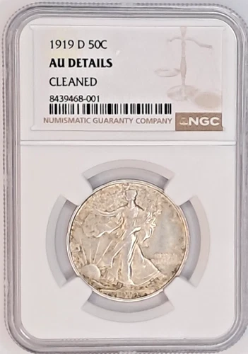 1919-D  50C  WALKING LIBERTY HALF DOLLAR  "DENVER"  NGC AU DETAILS  #8439468-001