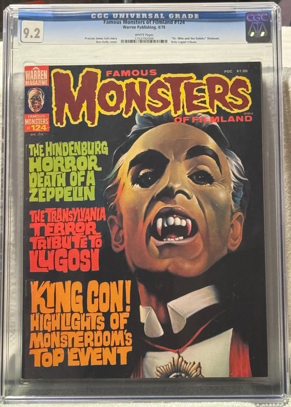 Famous Monsters of Filmland #124 CGC 9.2 original Apr. 1976 issue w/WHITE pages!