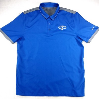 Nike Golf Dri-Fit Men's Large Polo Shirt Blue Charity Event Logo Lightweight