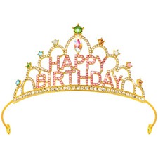 Birthday Headband Happy Birthday Crown and Tiara for Women Princess Crown Rhi...