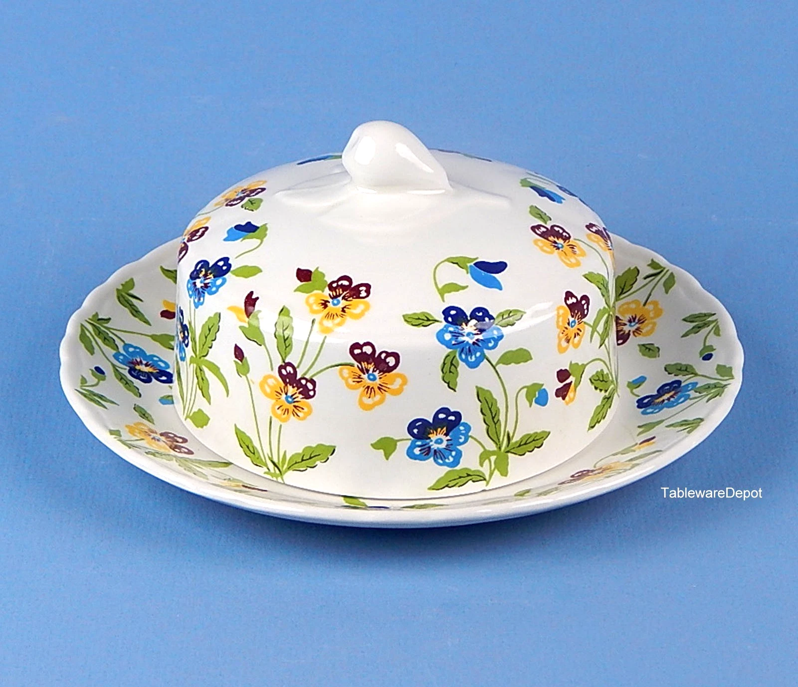 Wood & Sons Hardy Amies, VICTORIAN GARDEN Covered Round Butter Dish, MINT/UNUSED