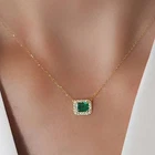 Women's 2Ct Natural Emerald & Diamond Halo Pendant Necklace 14k Yellow Gold