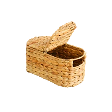 Eden Grace Handmade Oval Woven Wicker Basket with Lid - Stylish Storage Solution