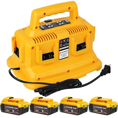 20V Max Lithium-ion 8 Ah Battery / Charger For Dewalt 20Volt DCB206-2 DCB205-2